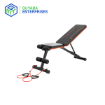 Durable and adjustable Gym Bench with resistance ropes, suitable for weightlifting and bodyweight exercises in home or commercial gyms.