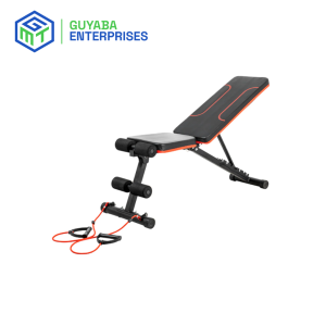 Durable and adjustable Gym Bench with resistance ropes, suitable for weightlifting and bodyweight exercises in home or commercial gyms.