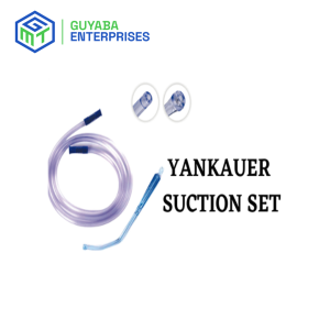 Suctioning Device Set with a Yankauer tube, non-traumatic tip, extension tubing, and connector for safe and effective airway management.